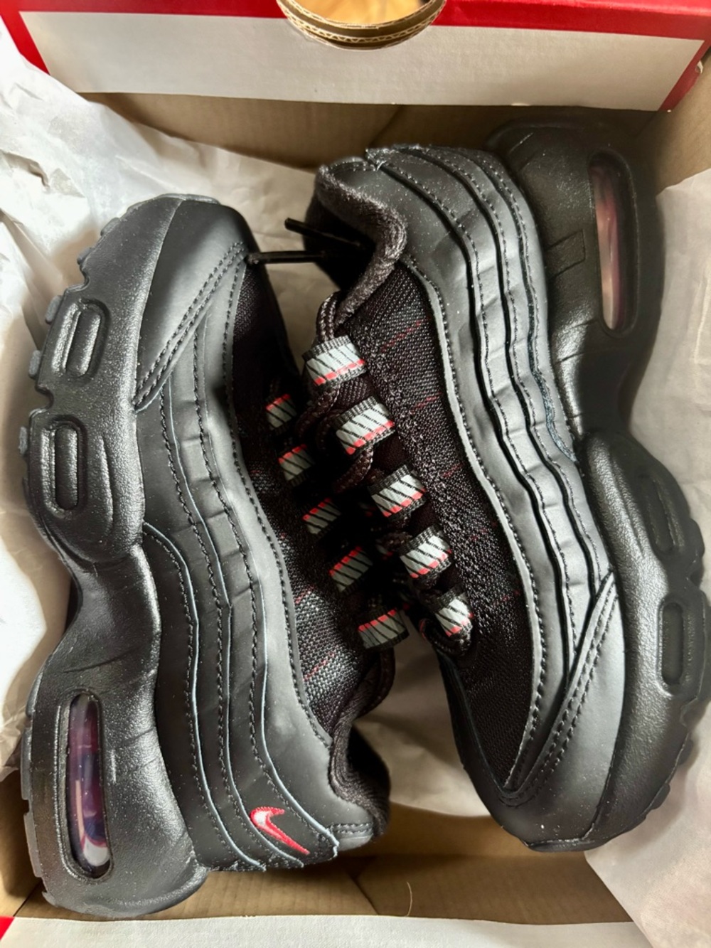 Nike Black and Red Air Max 95 Sneakers